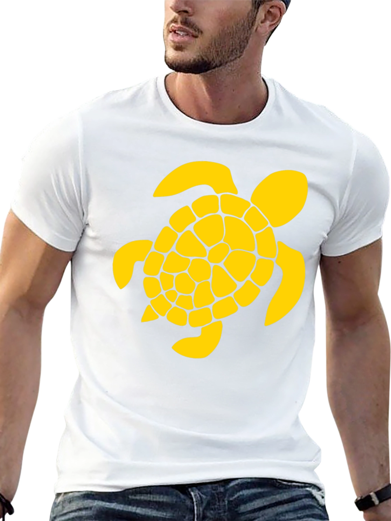Black T-Shirt with Yellow Turtle Graphic
