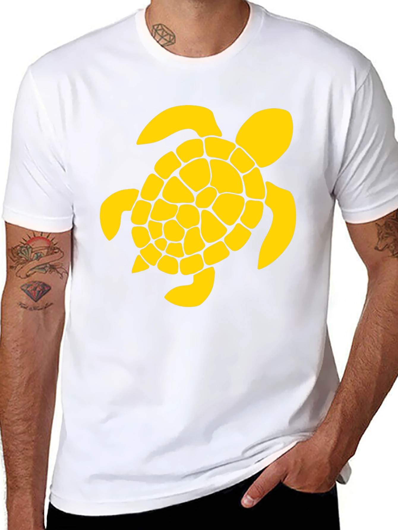 Black T-Shirt with Yellow Turtle Graphic