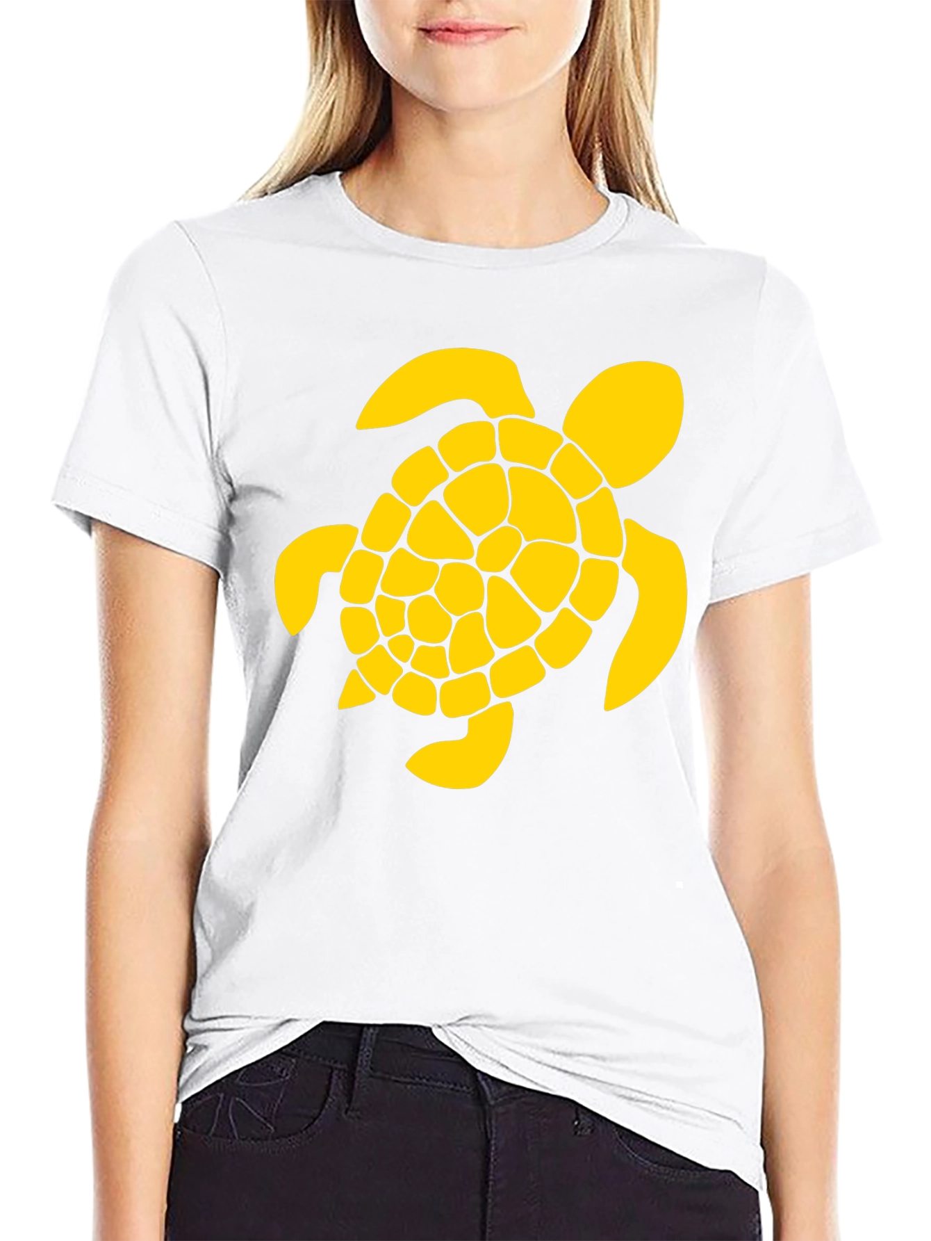 Black T-Shirt with Yellow Turtle Graphic