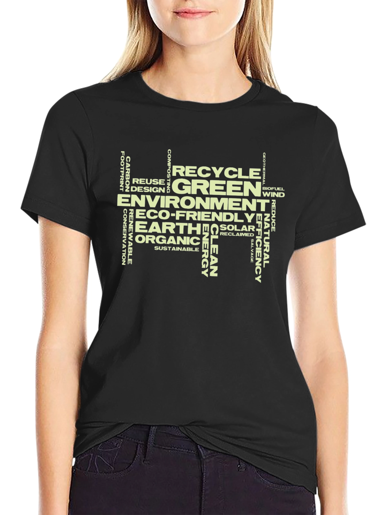 Eco-Friendly Word Art Graphic T-Shirt