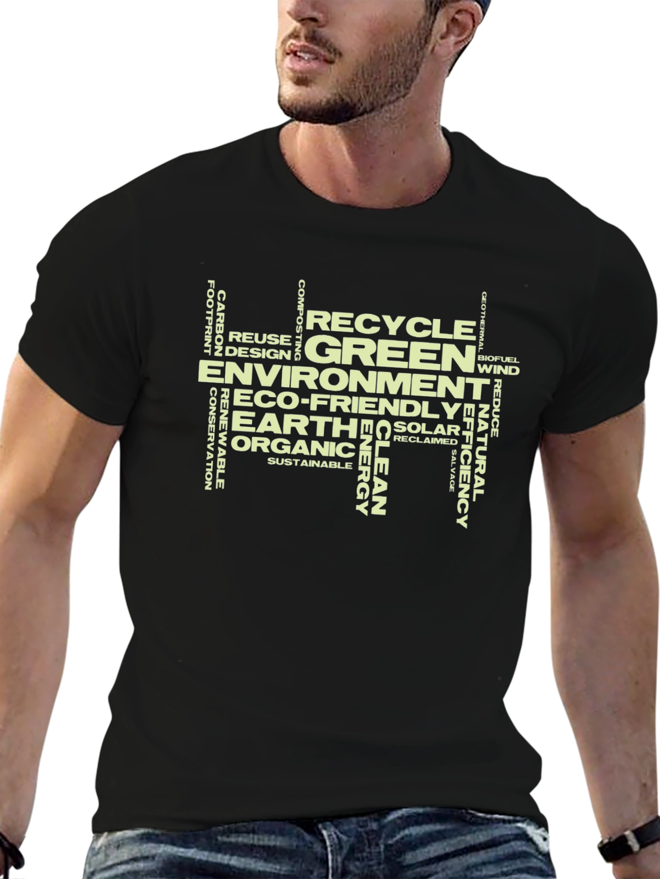 Eco-Friendly Word Art Graphic T-Shirt