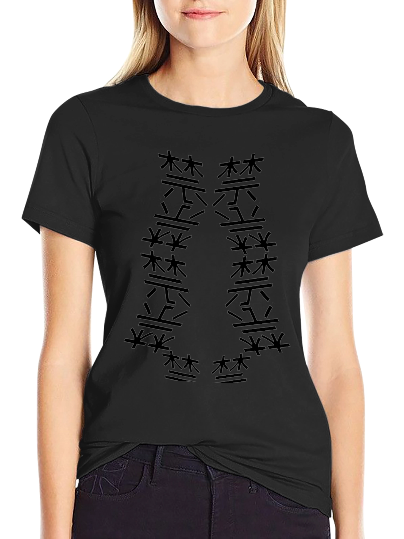 Black T-Shirt with Japanese Forest Design