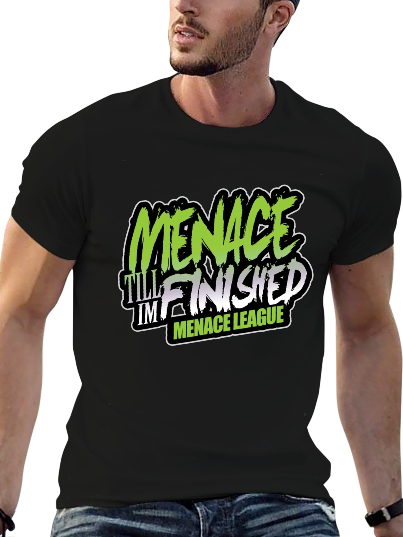 Menace League Graphic Tee - Black Cotton T-Shirt