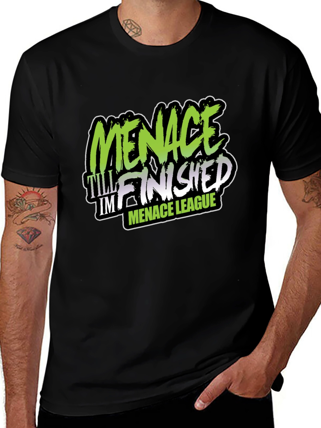 Menace League Graphic Tee - Black Cotton T-Shirt