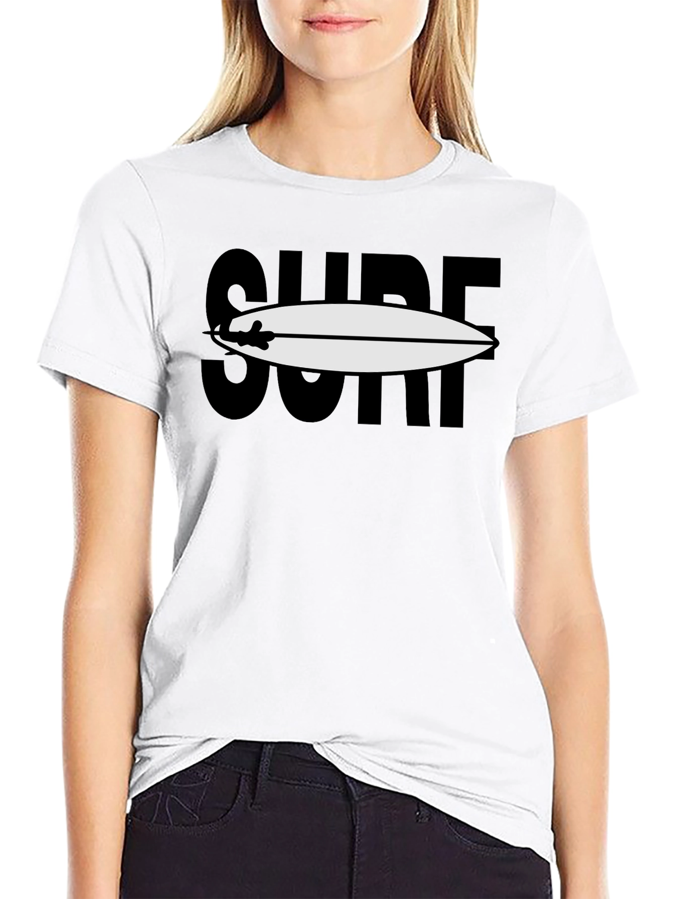 Surfboard Graphic Tee - Black Cotton Blend