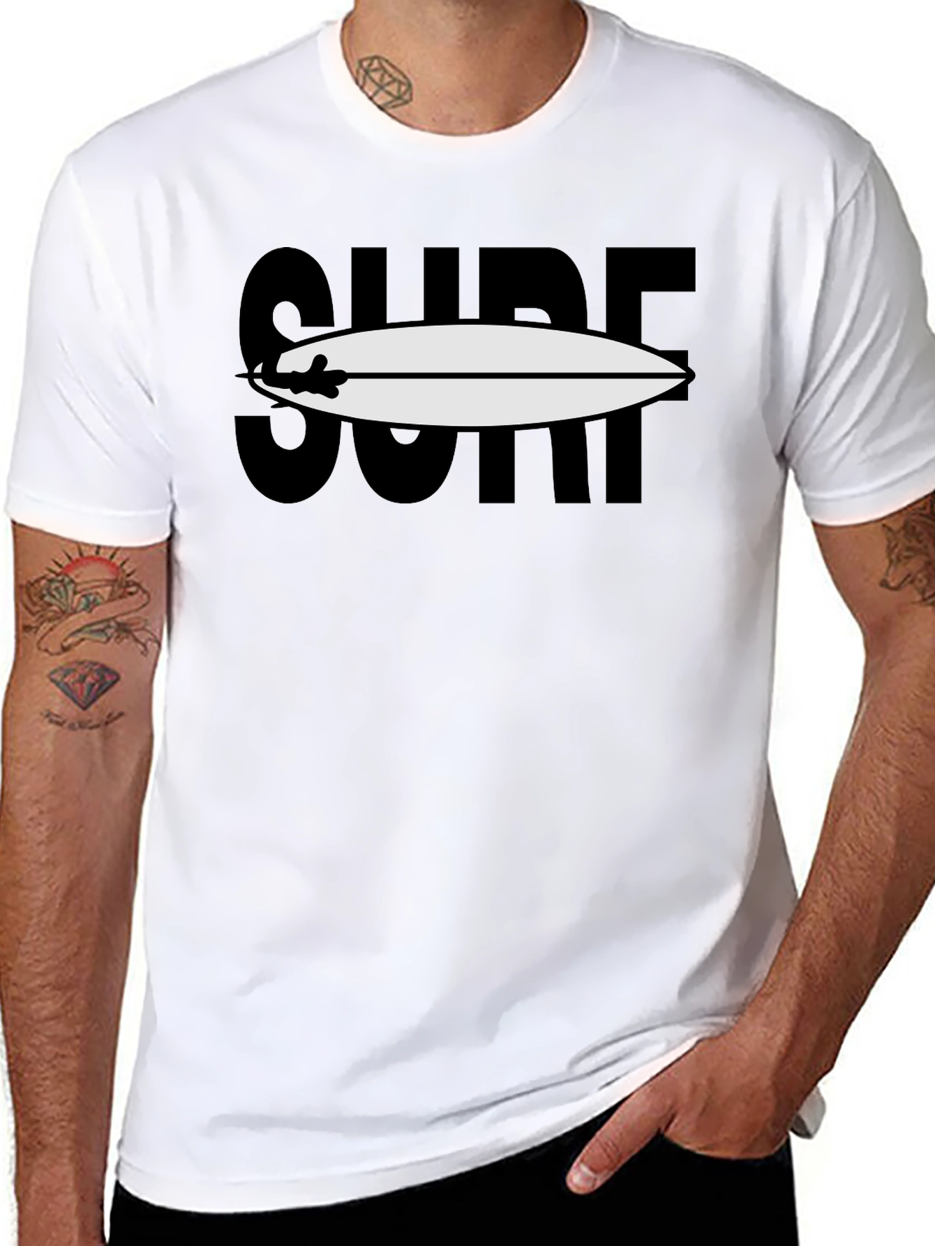 Surfboard Graphic Tee - Black Cotton Blend