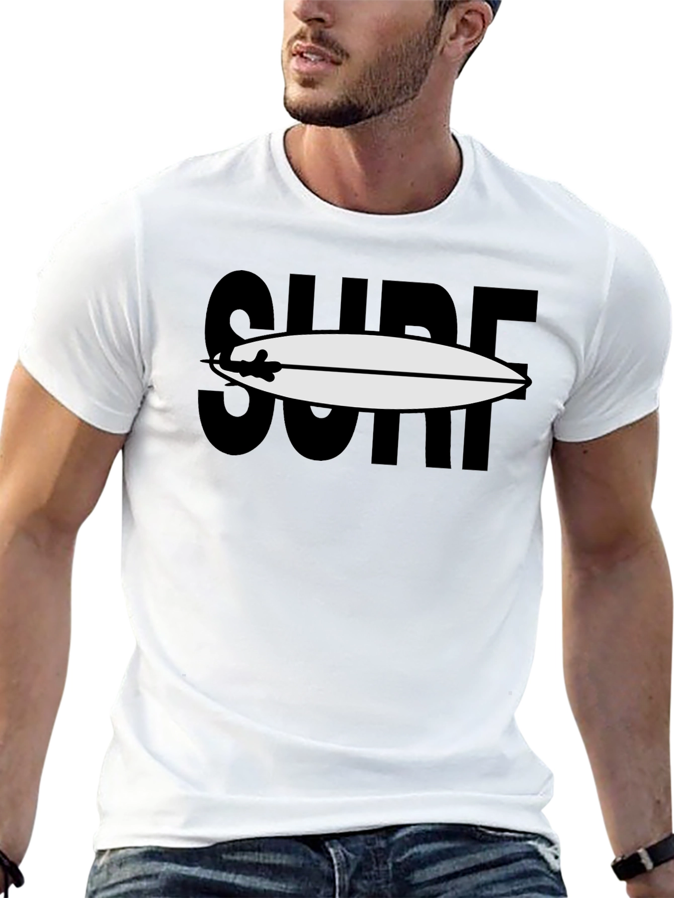 Surfboard Graphic Tee - Black Cotton Blend