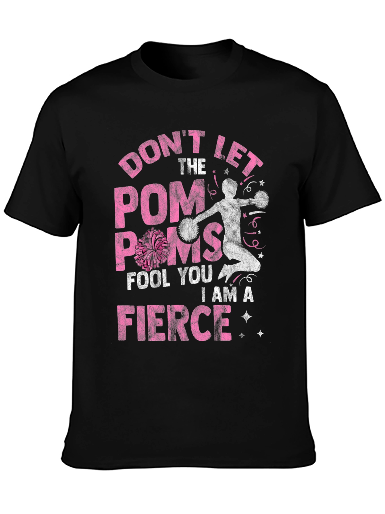 Fierce Cheerleader Graphic Tee - Pom Poms T-Shirt