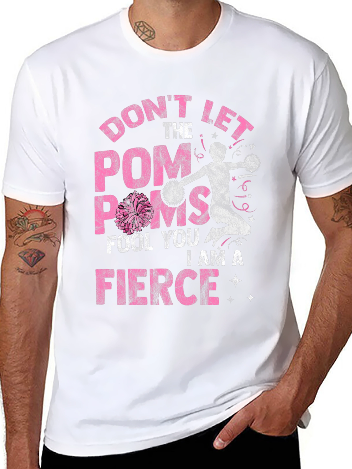 Fierce Cheerleader Graphic Tee - Pom Poms T-Shirt