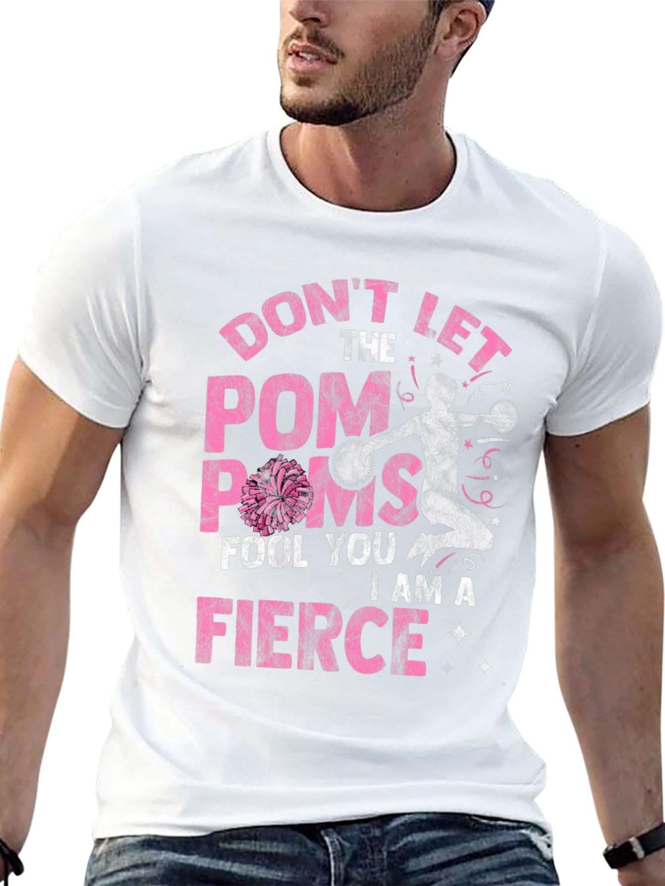 Fierce Cheerleader Graphic Tee - Pom Poms T-Shirt
