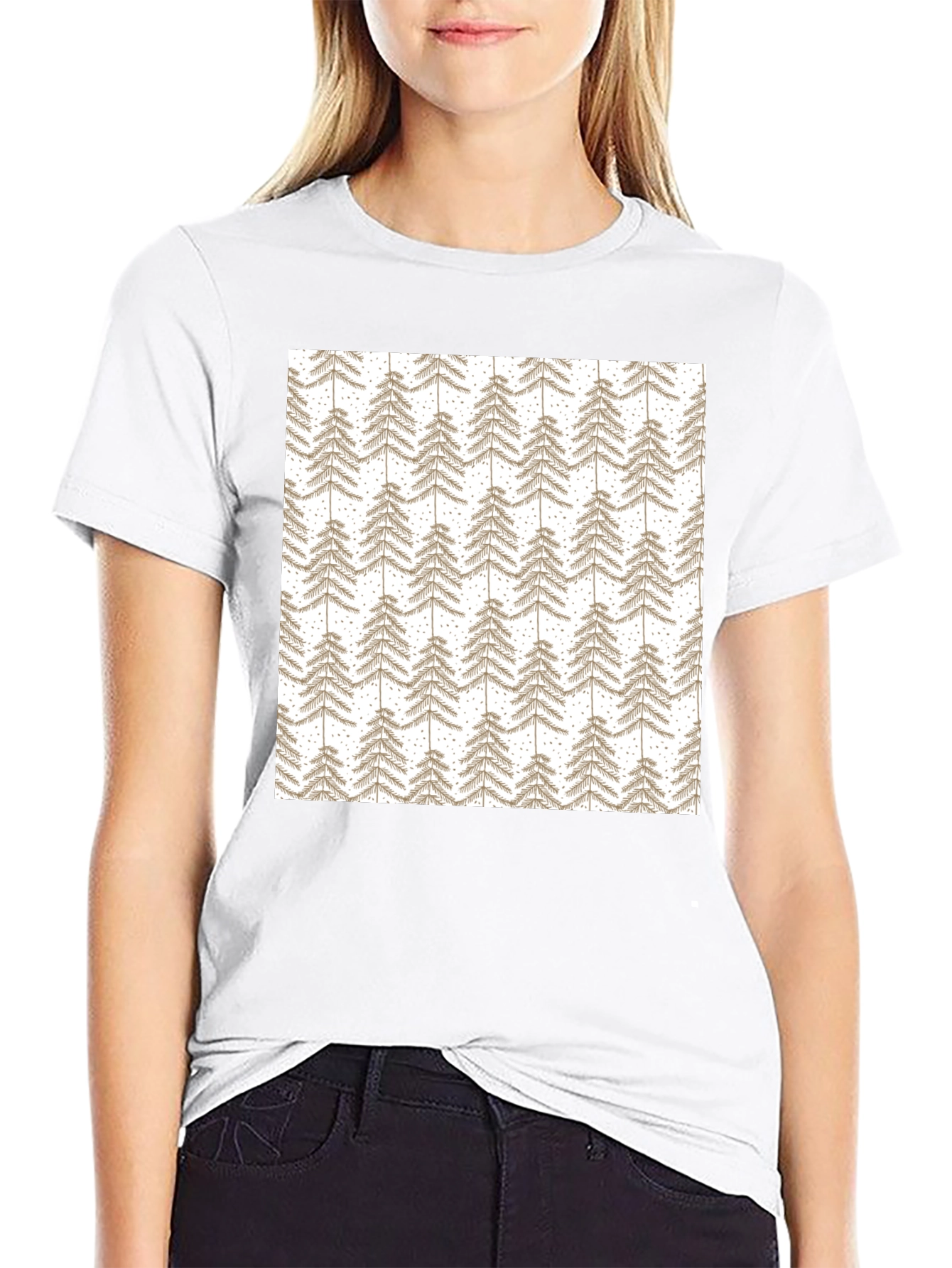 Patterned Tree Print Black T-Shirt