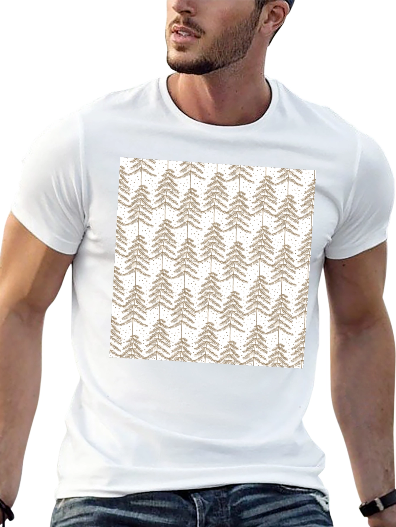 Patterned Tree Print Black T-Shirt