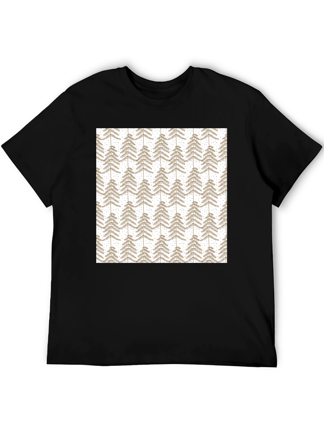 Patterned Tree Print Black T-Shirt