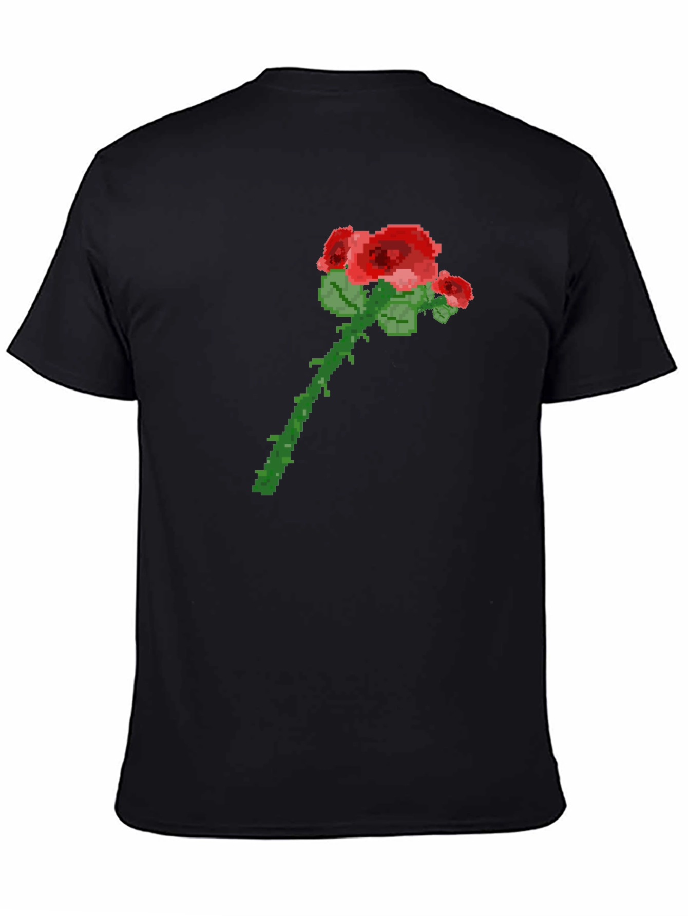 Pixel Art Rose Graphic Tee - Trendy Casual Shirt