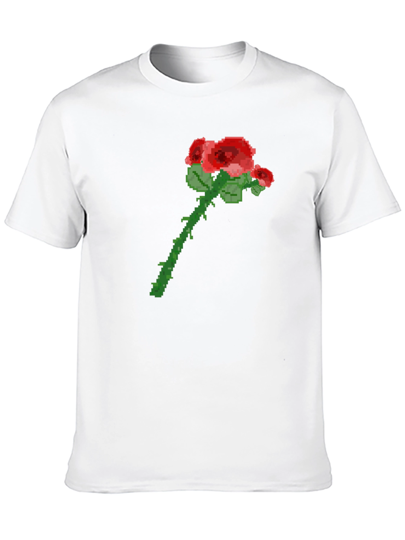 Pixel Art Rose Graphic Tee - Trendy Casual Shirt