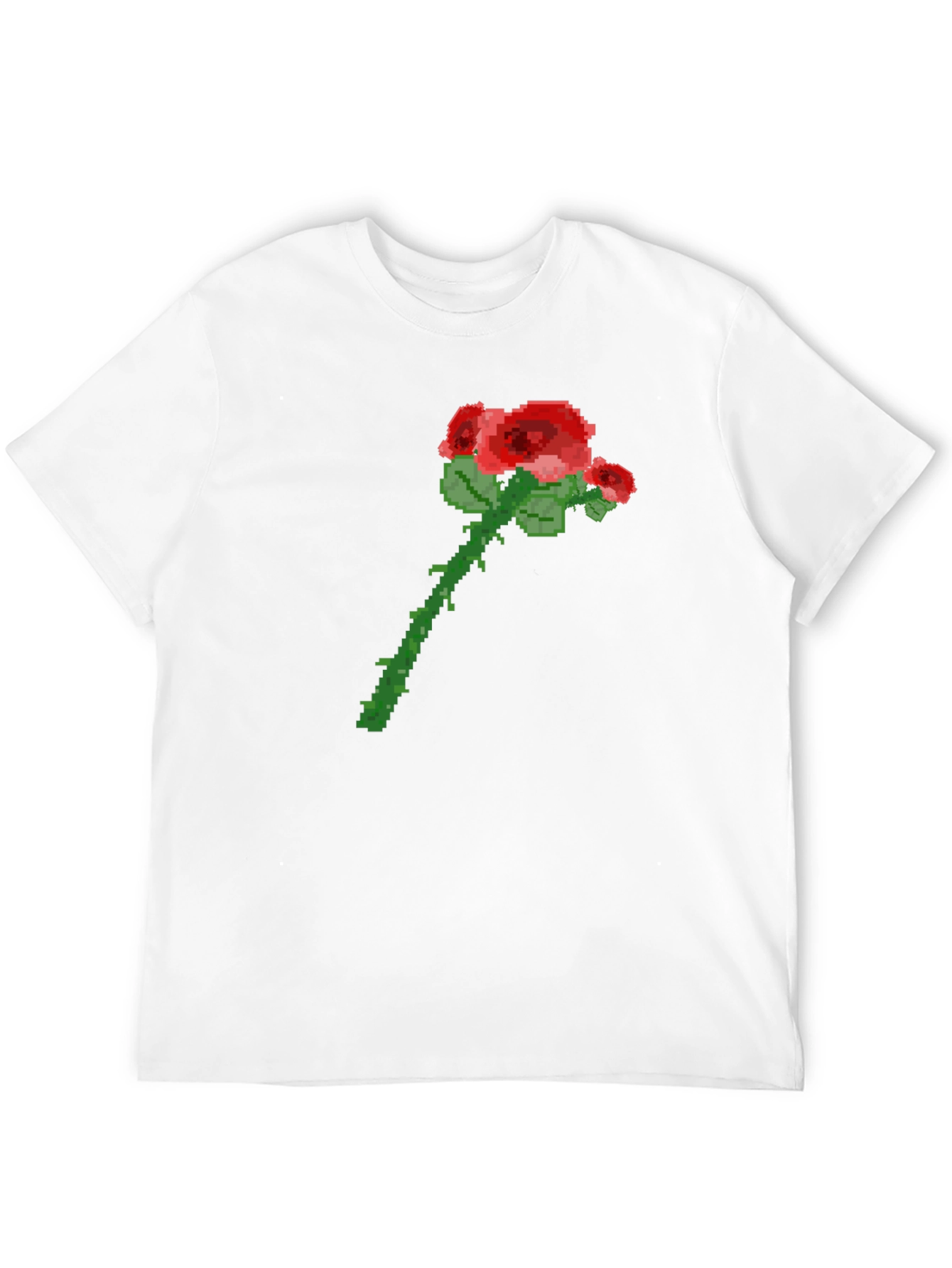 Pixel Art Rose Graphic Tee - Trendy Casual Shirt