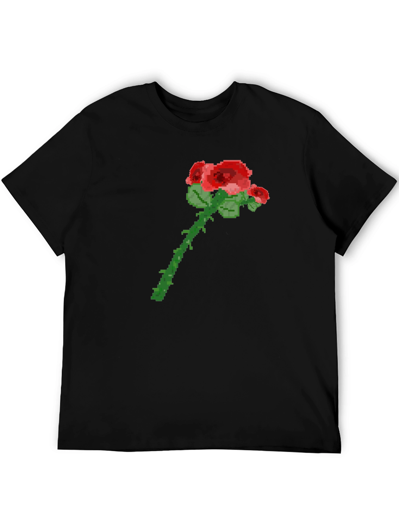 Pixel Art Rose Graphic Tee - Trendy Casual Shirt