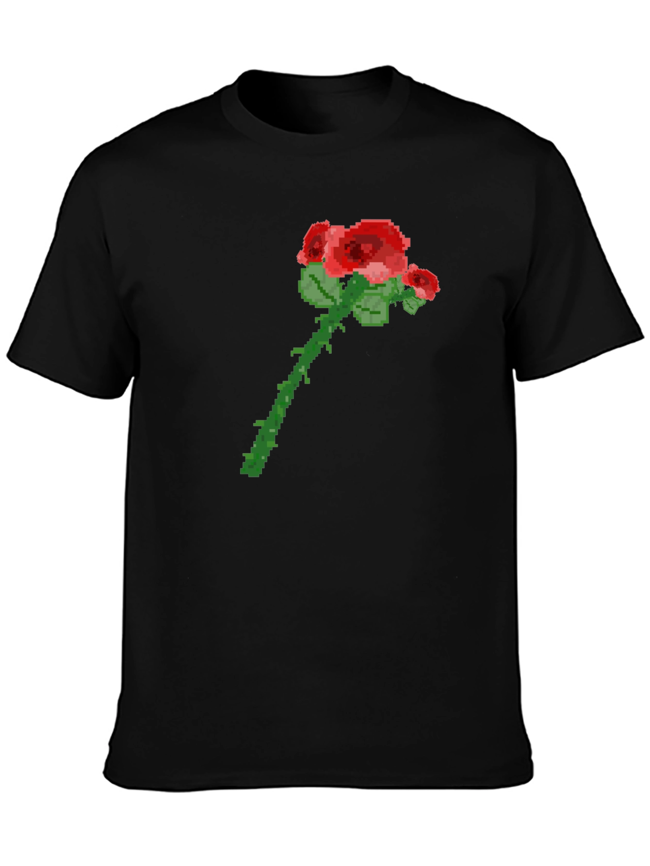 Pixel Art Rose Graphic Tee - Trendy Casual Shirt