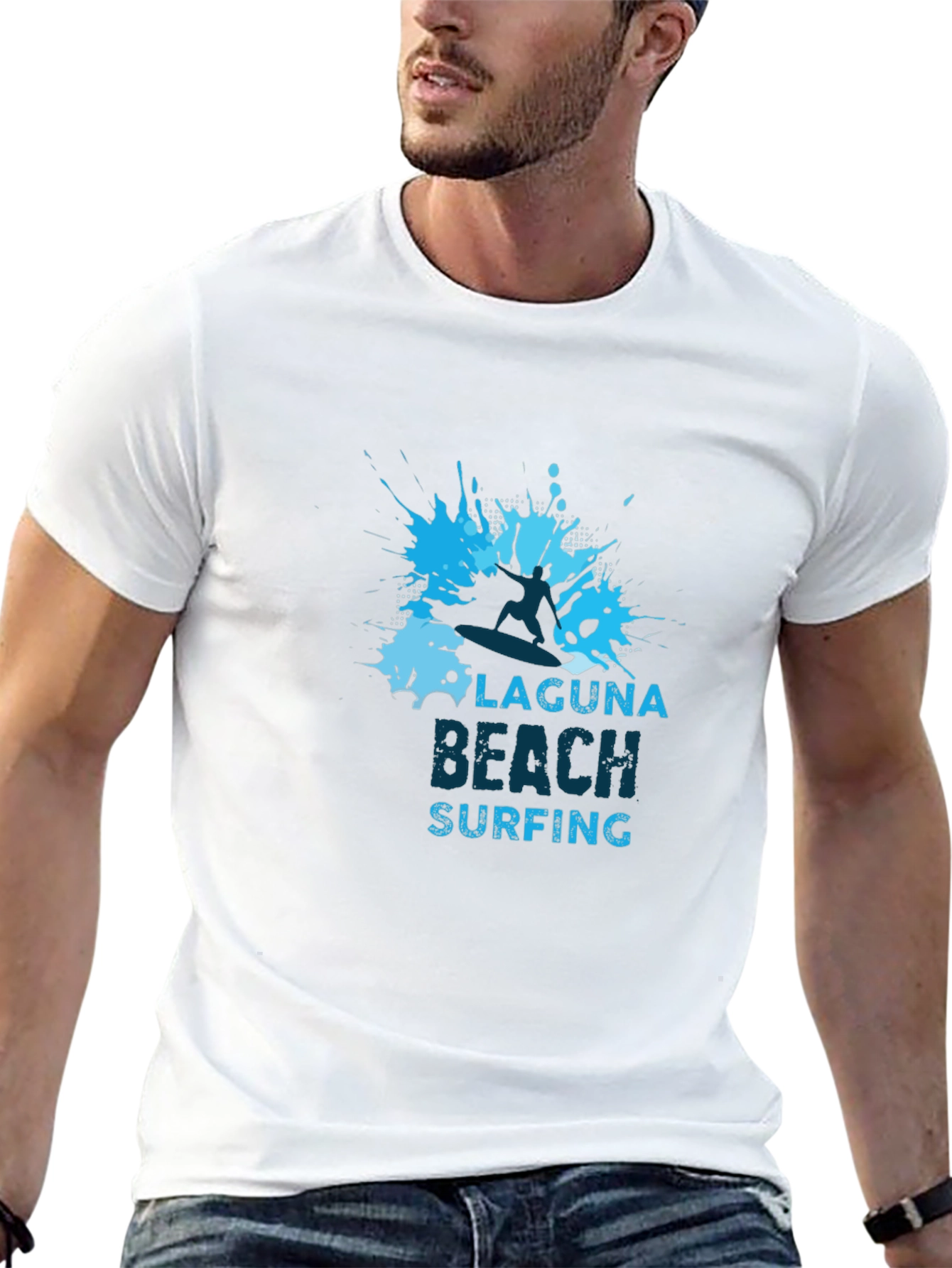 Laguna Beach Surfing Graphic Tee - Black