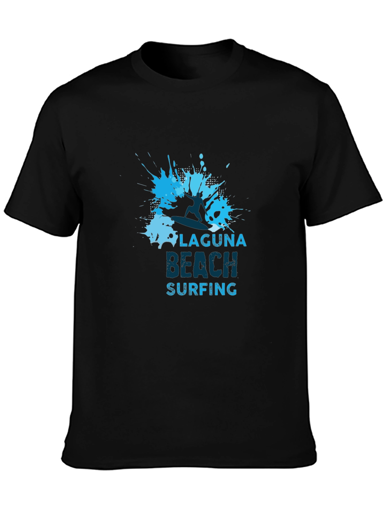 Laguna Beach Surfing Graphic Tee - Black