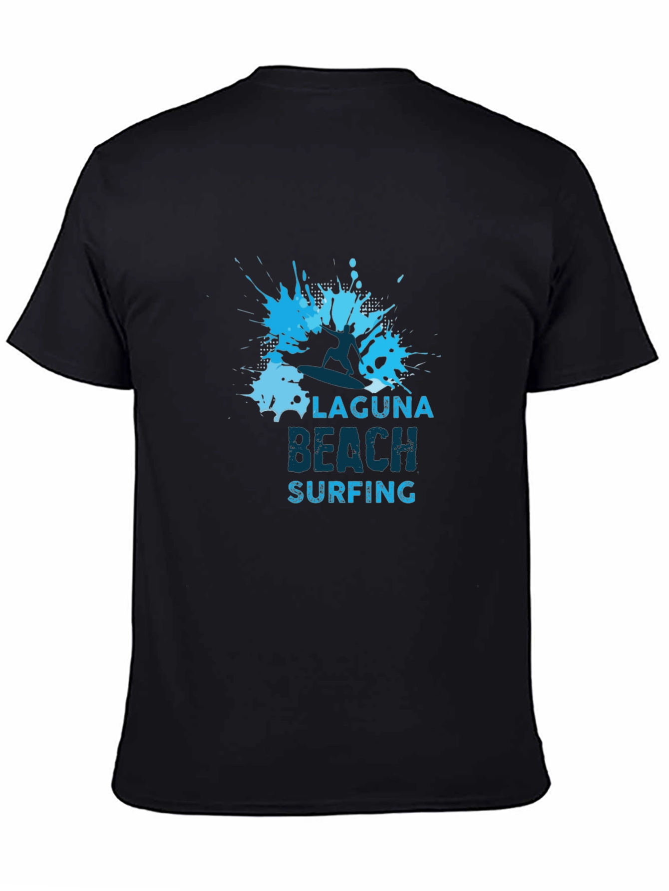 Laguna Beach Surfing Graphic Tee - Black