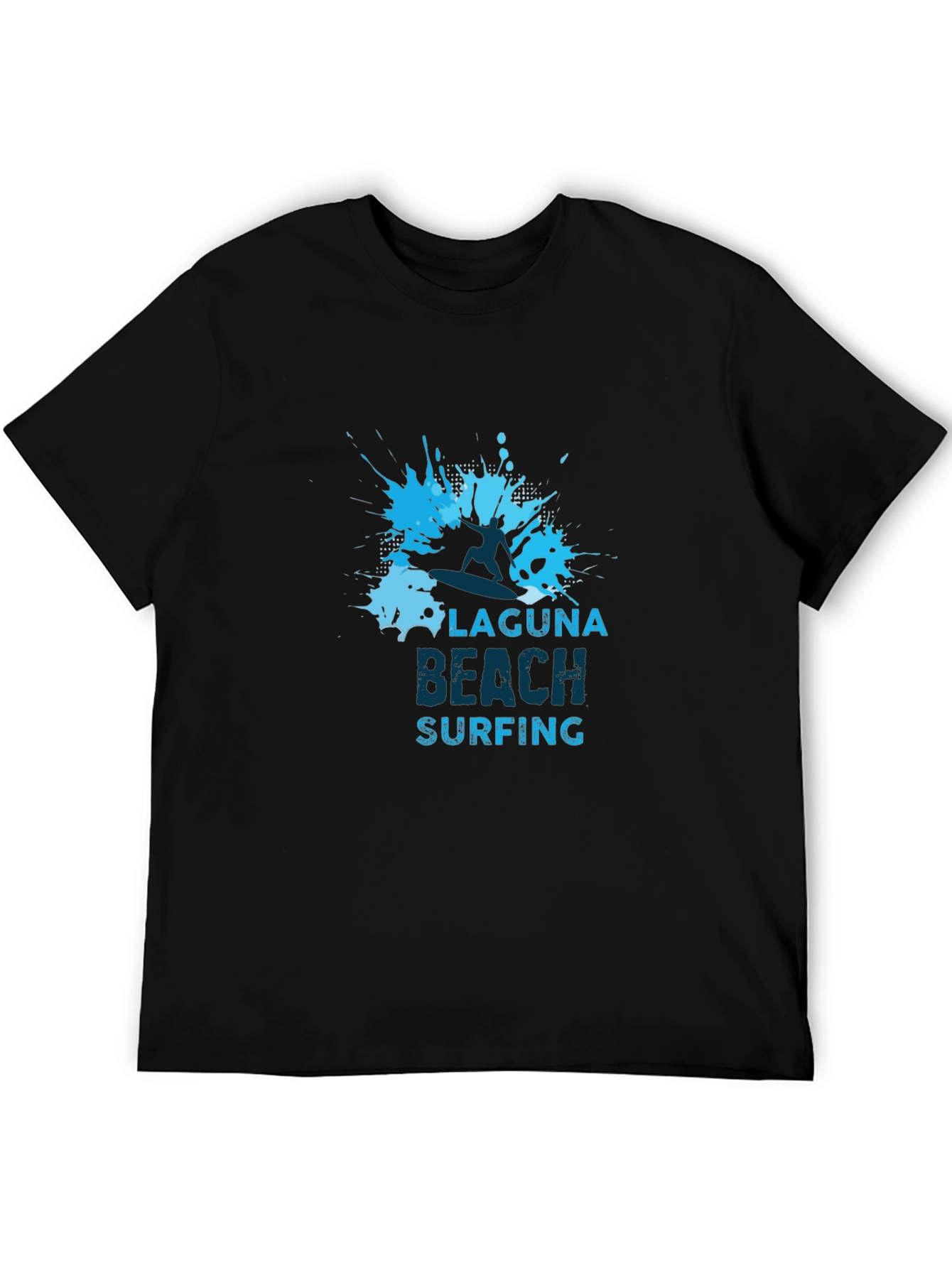 Laguna Beach Surfing Graphic Tee - Black