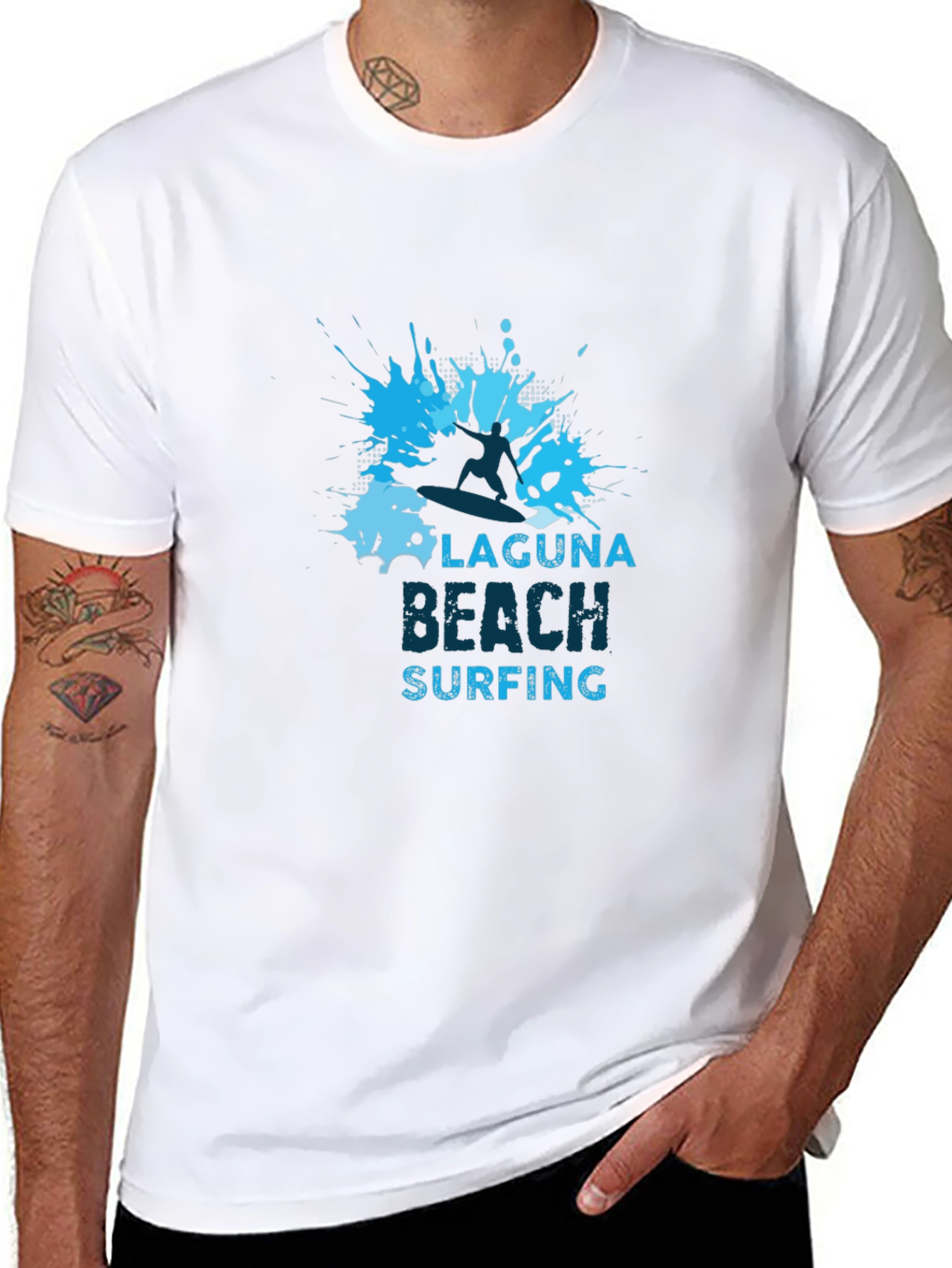 Laguna Beach Surfing Graphic Tee - Black
