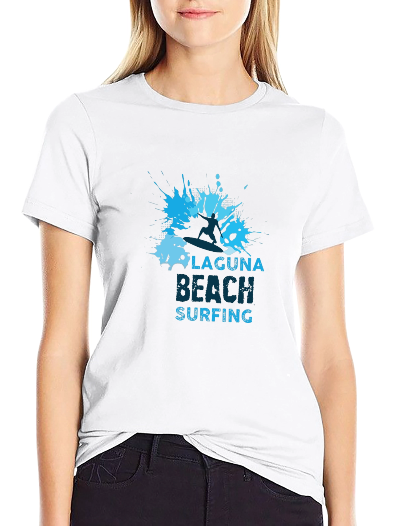 Laguna Beach Surfing Graphic Tee - Black