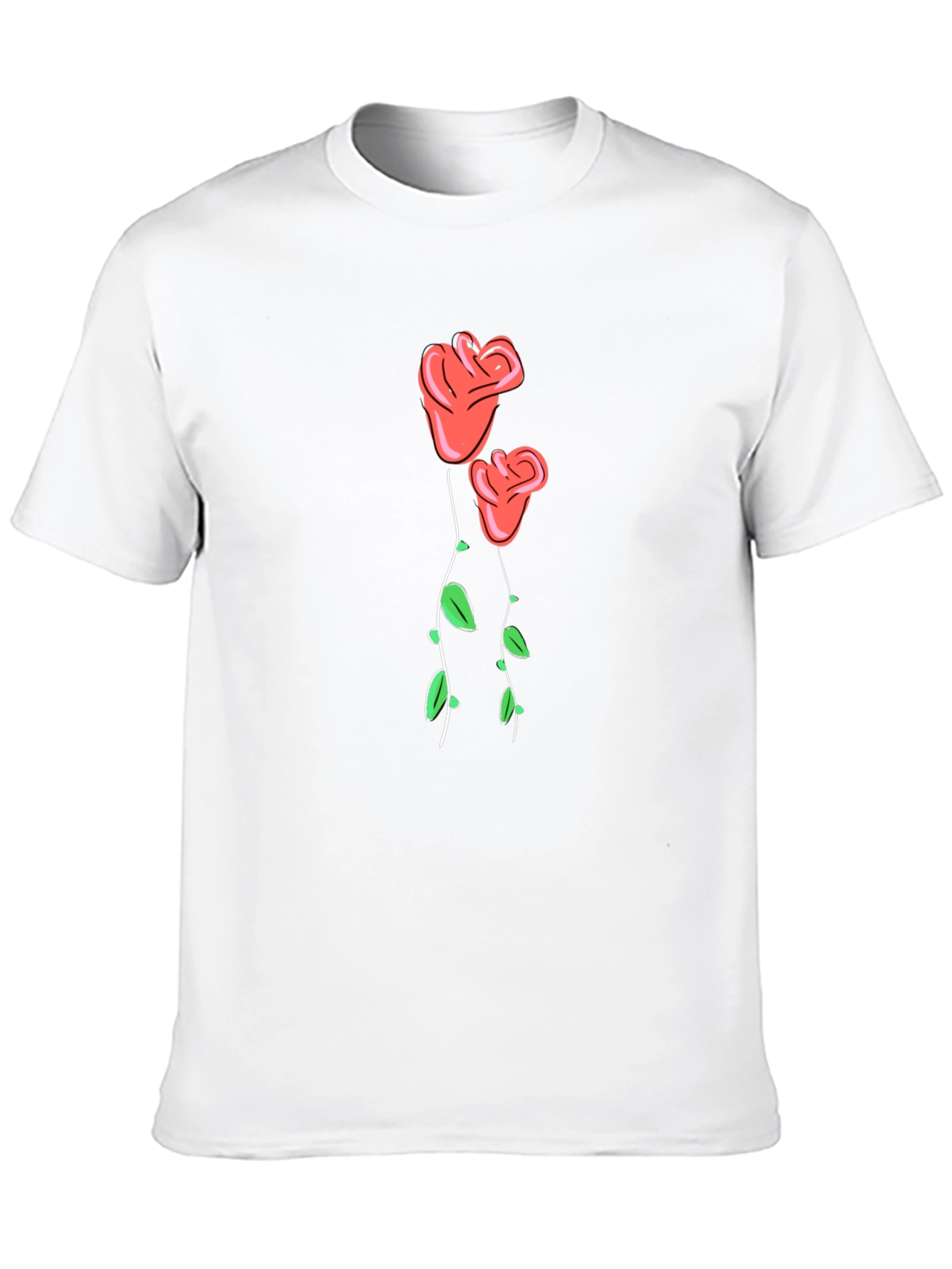 Black T-Shirt with Rose Graphic Print