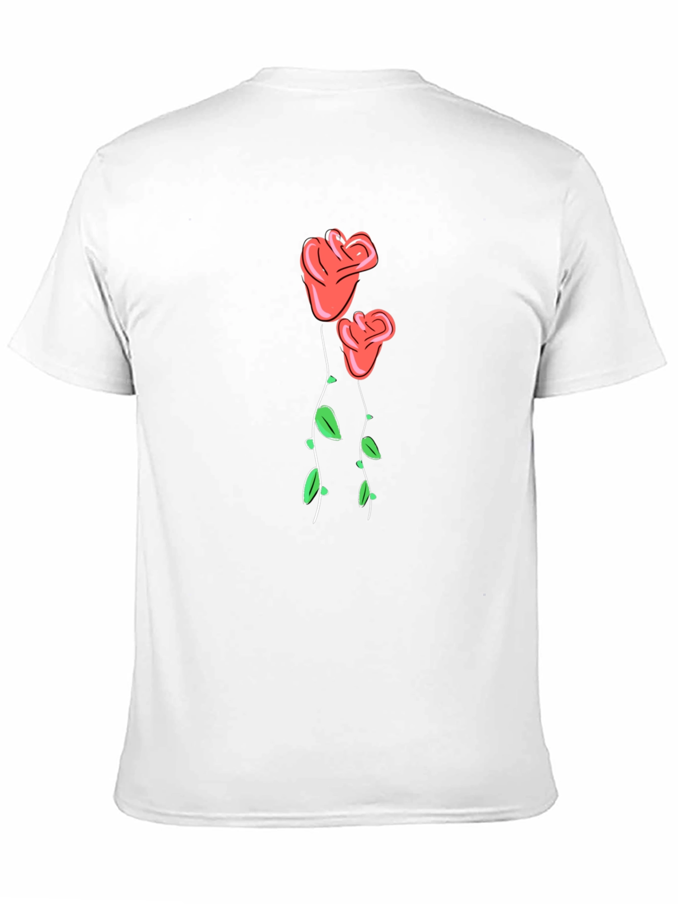 Black T-Shirt with Rose Graphic Print