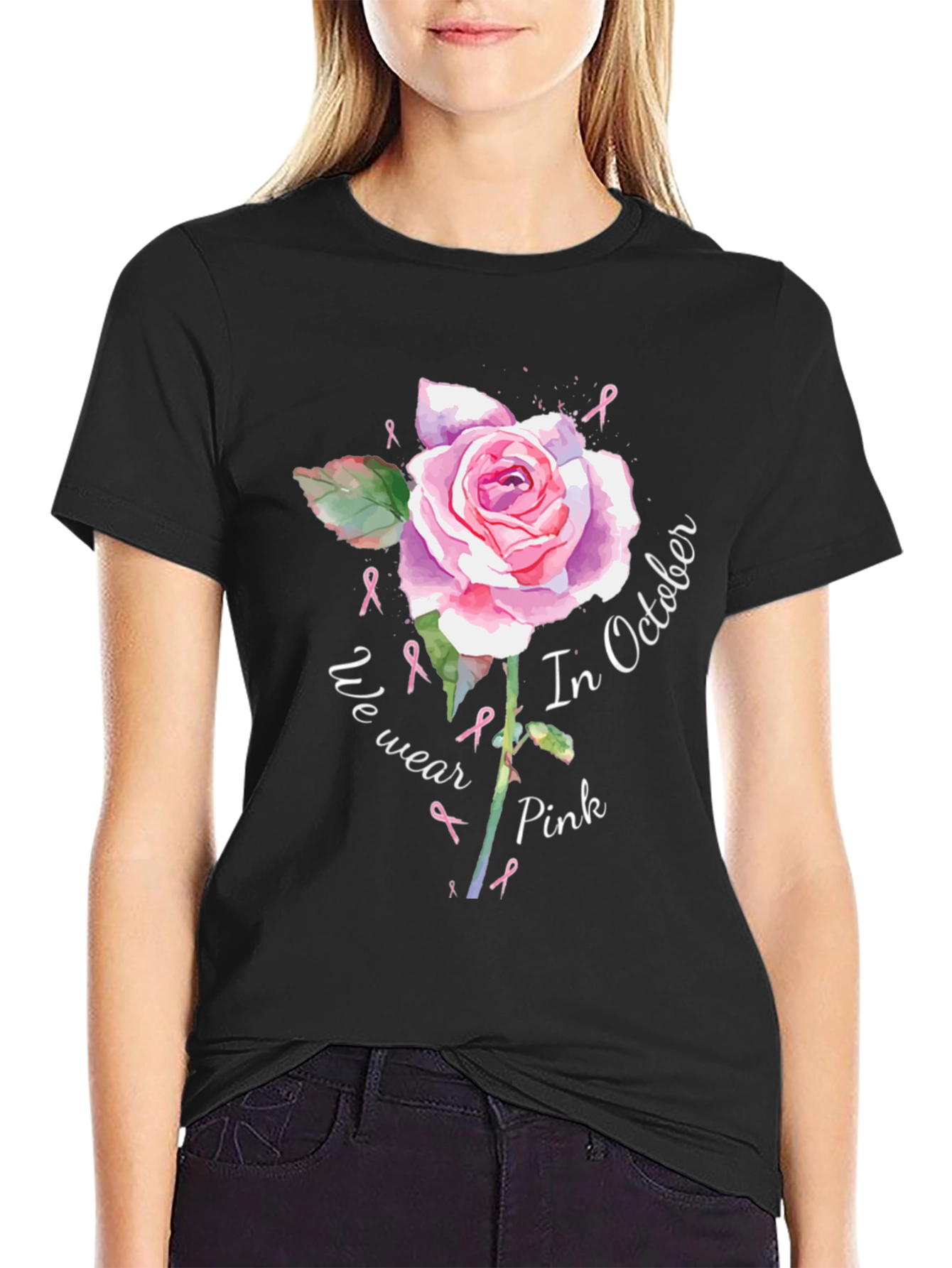 In October We Wear Pink Breast Cancer Awareness T-Shirt