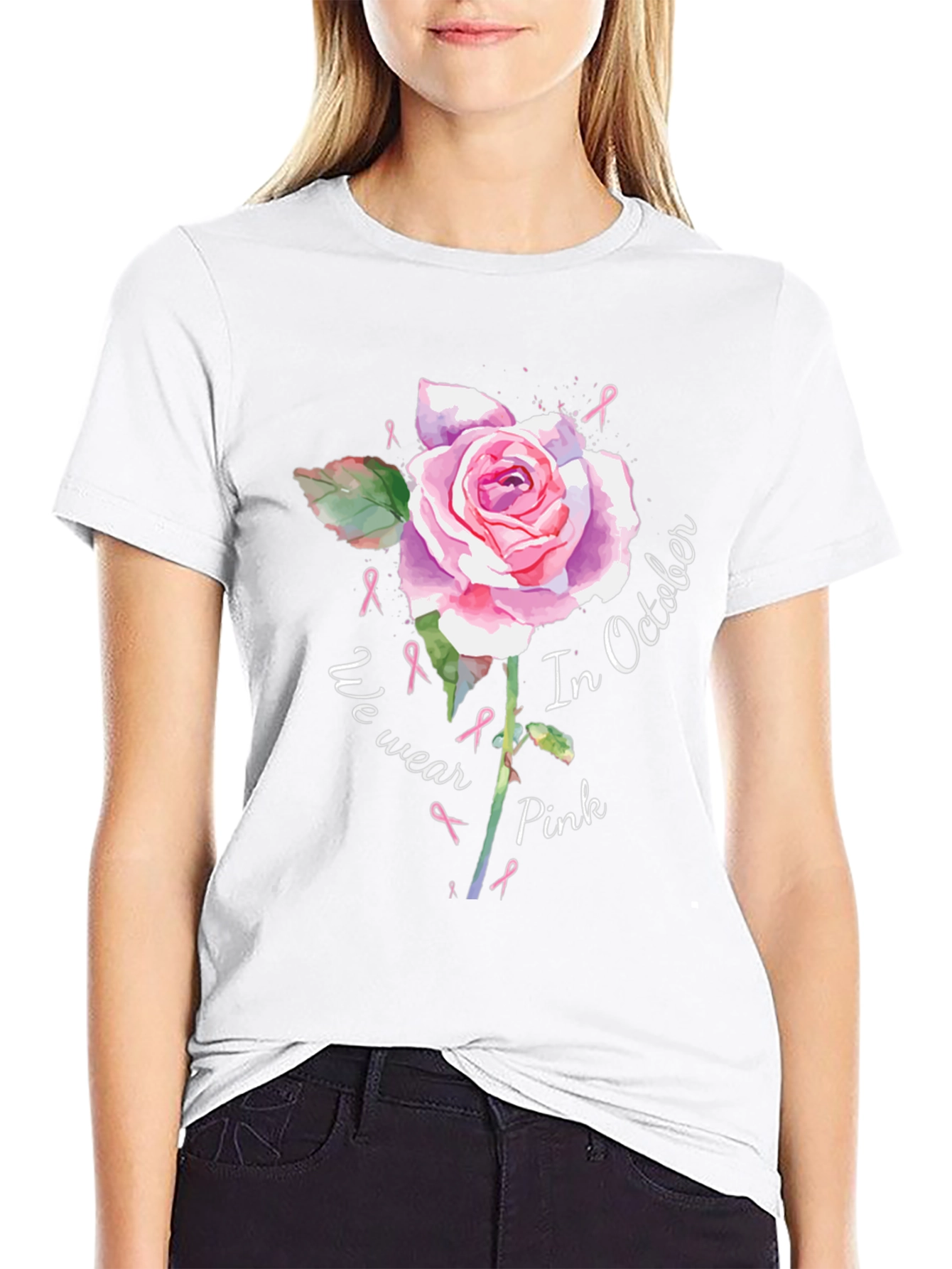 In October We Wear Pink Breast Cancer Awareness T-Shirt