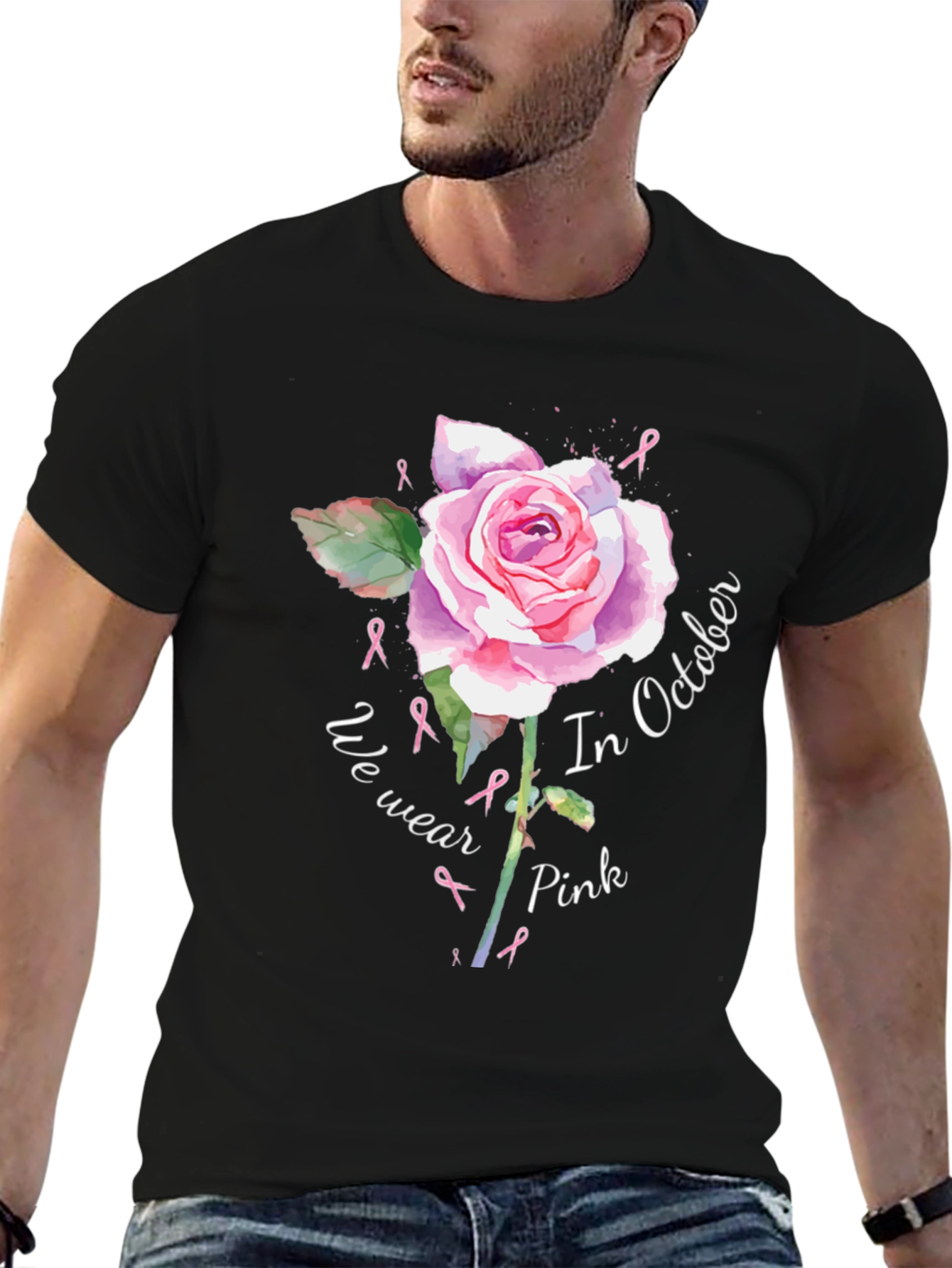 In October We Wear Pink Breast Cancer Awareness T-Shirt