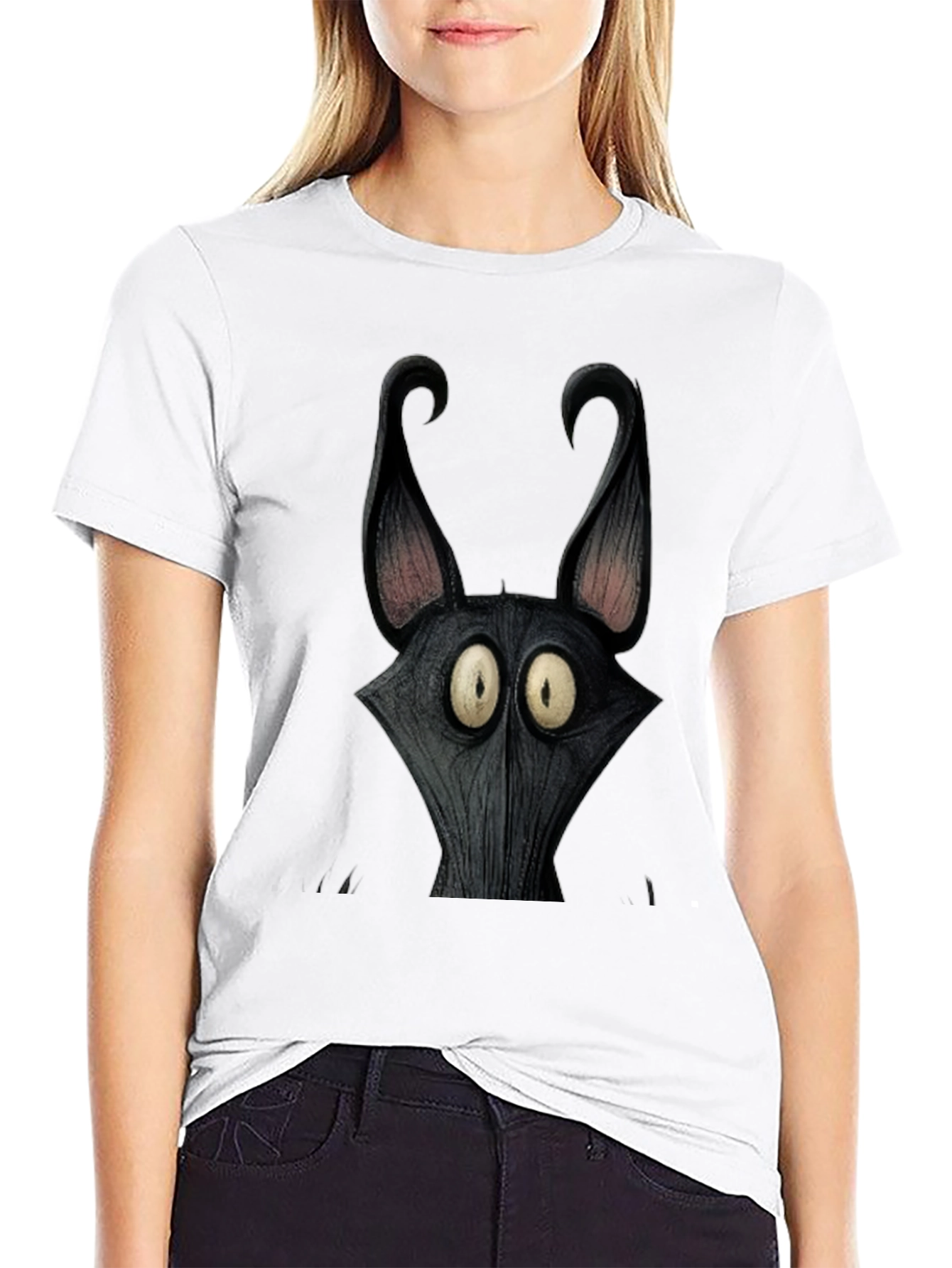 Mens Black Cartoon Character Graphic Tee