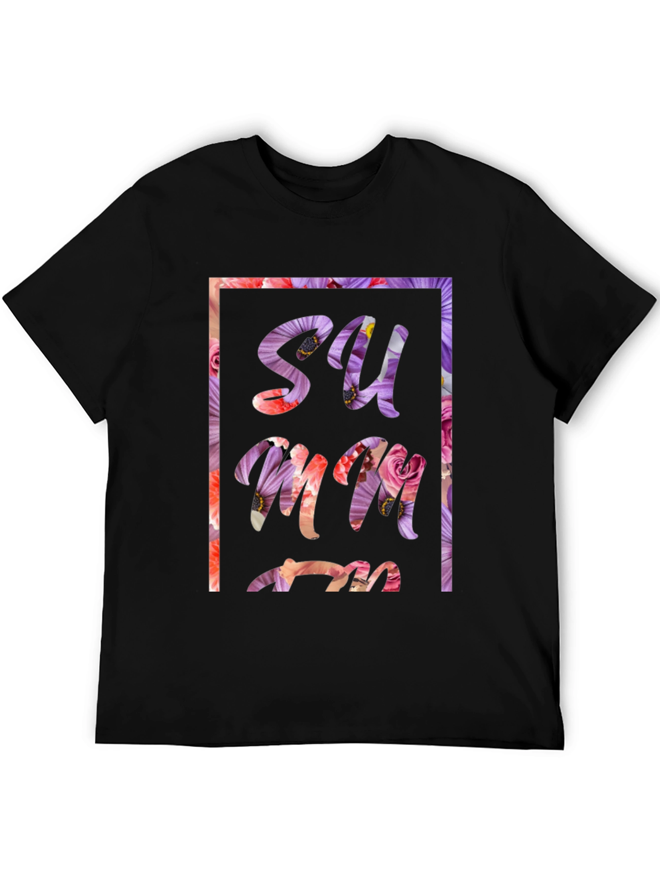 Floral Summer Graphic Tee - Black