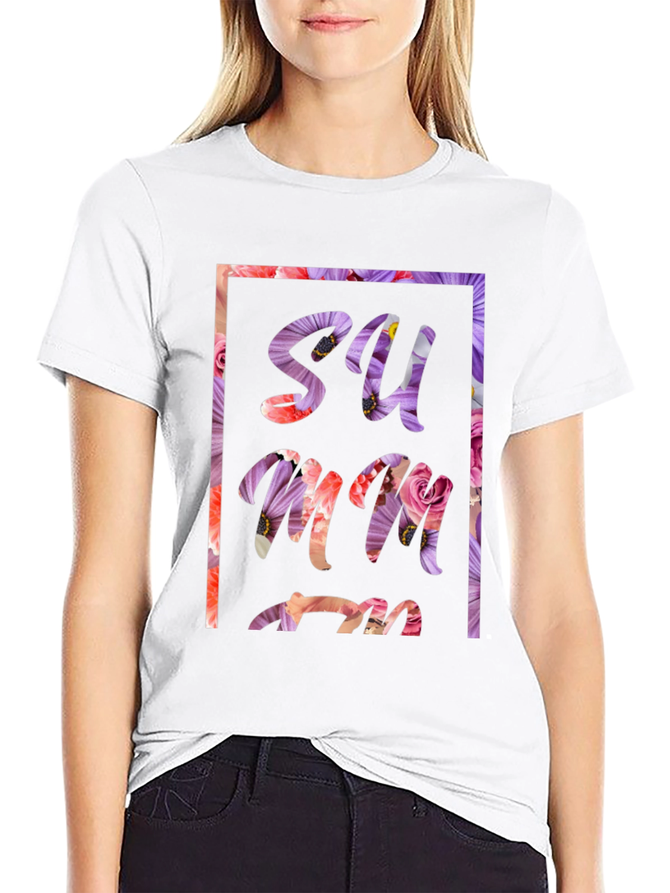 Floral Summer Graphic Tee - Black
