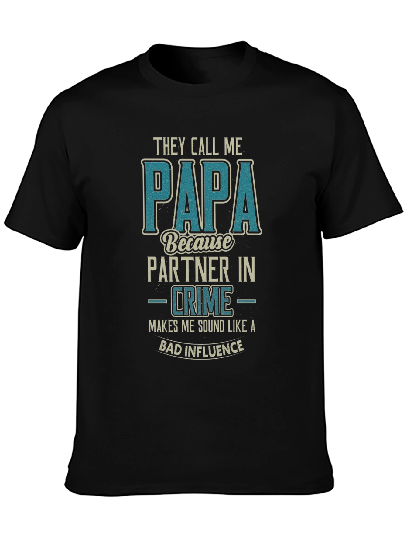 Papa Partner in Crime Black Graphic T-Shirt