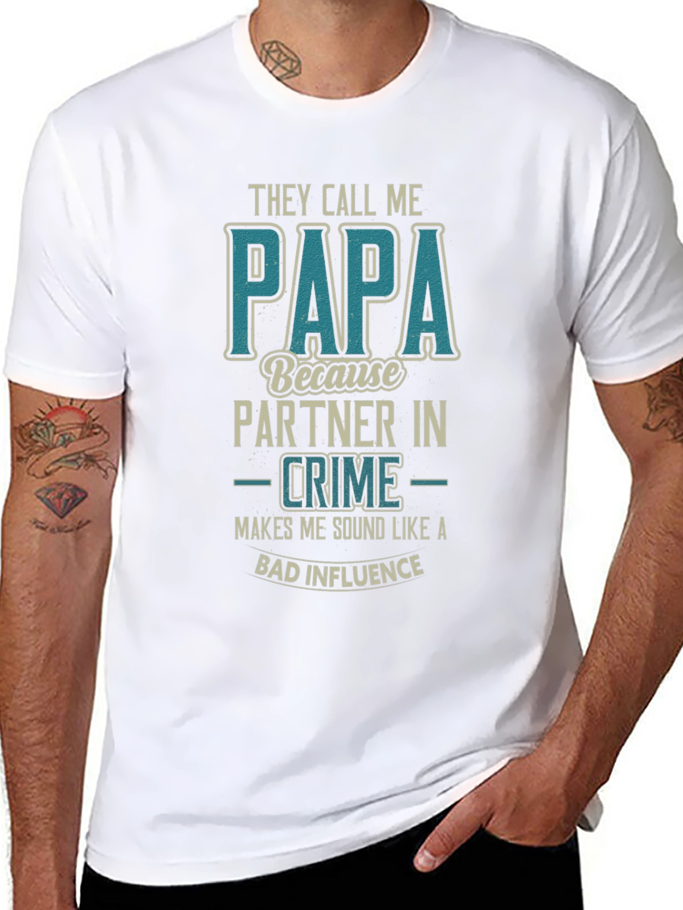 Papa Partner in Crime Black Graphic T-Shirt
