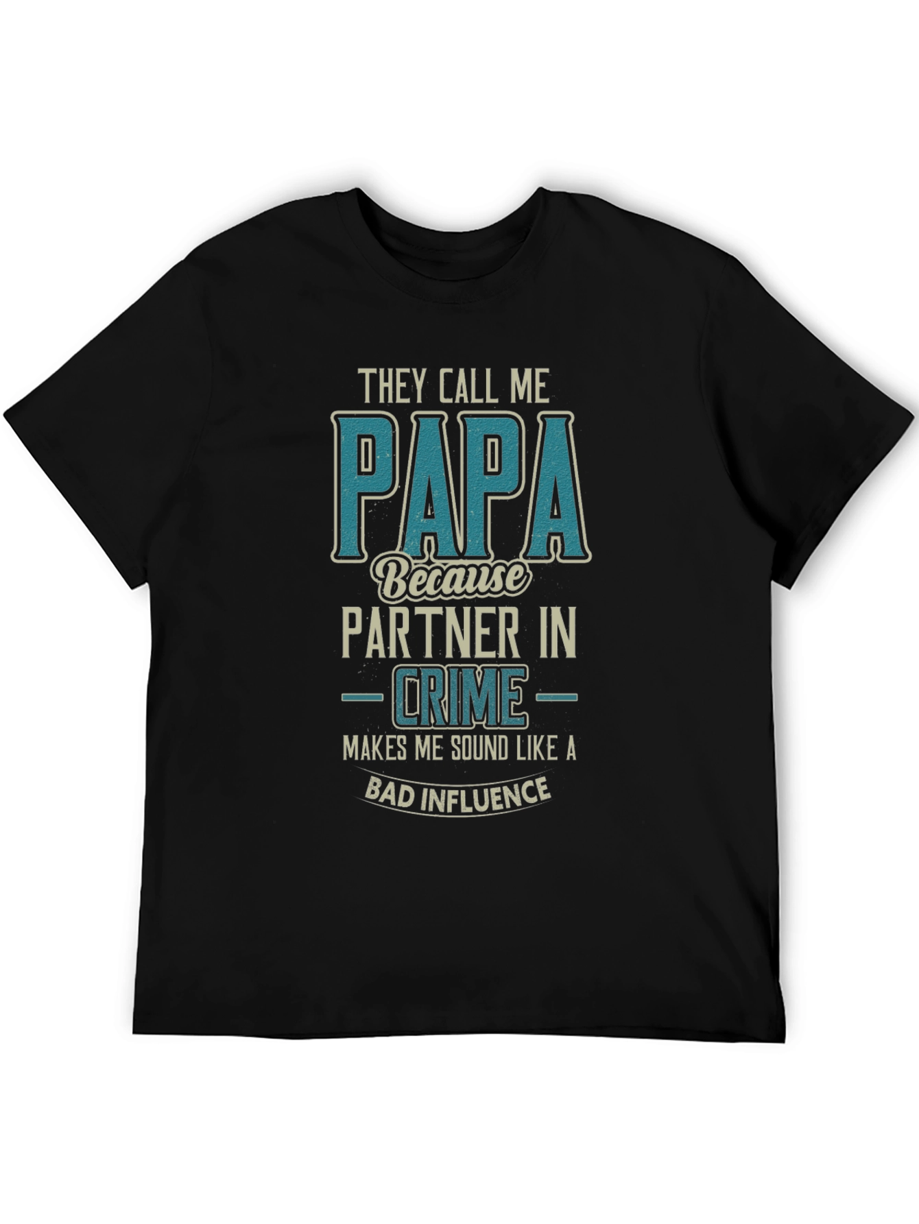Papa Partner in Crime Black Graphic T-Shirt