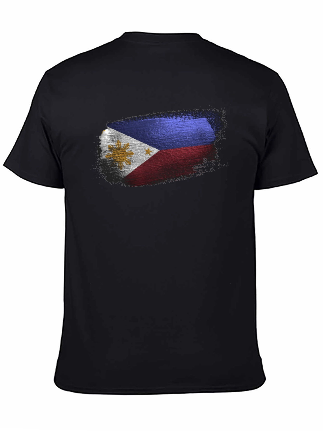 Mens Black T-Shirt with Filipino Flag Design