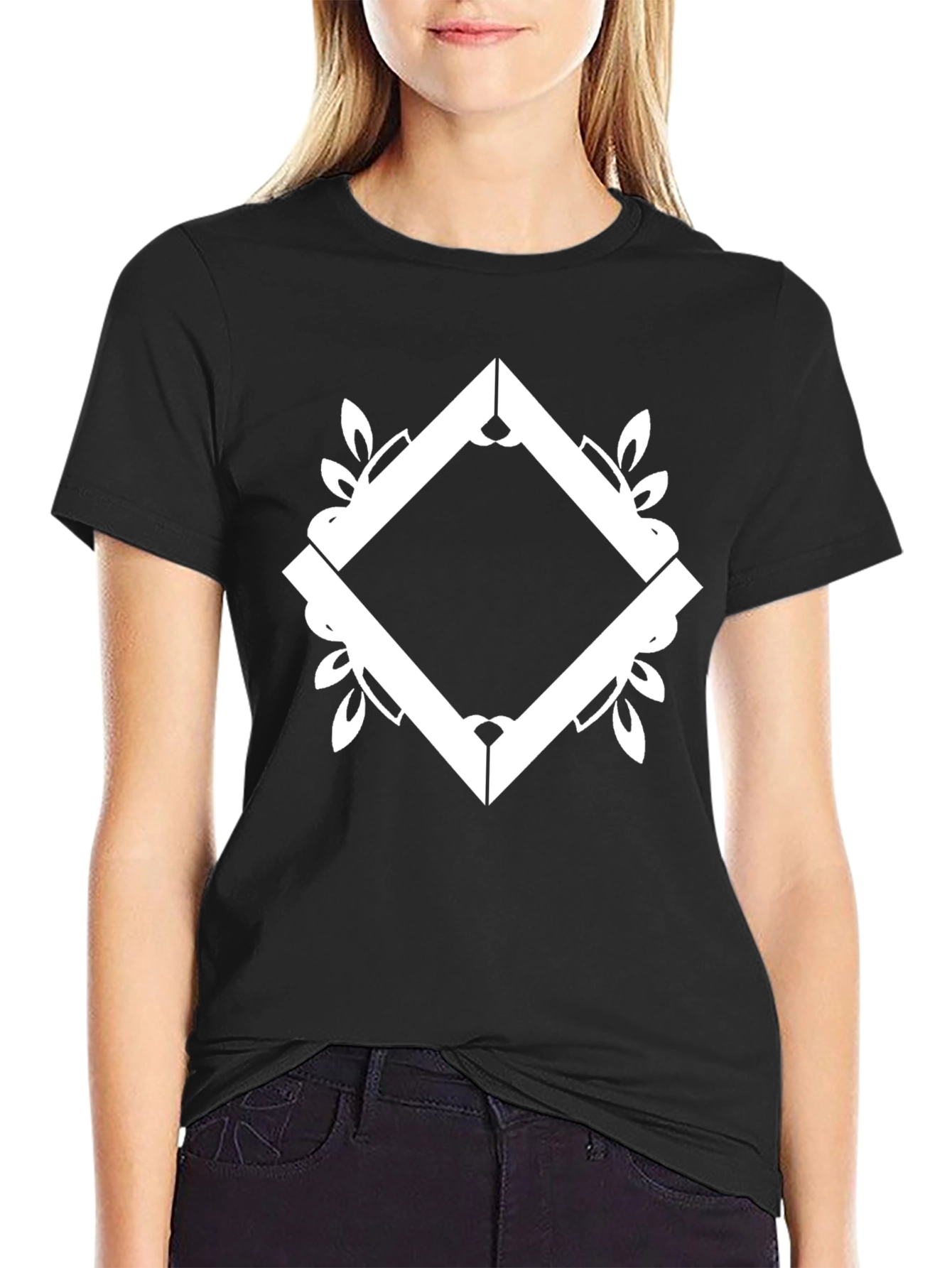 Abstract Diamond Graphic Black T-Shirt