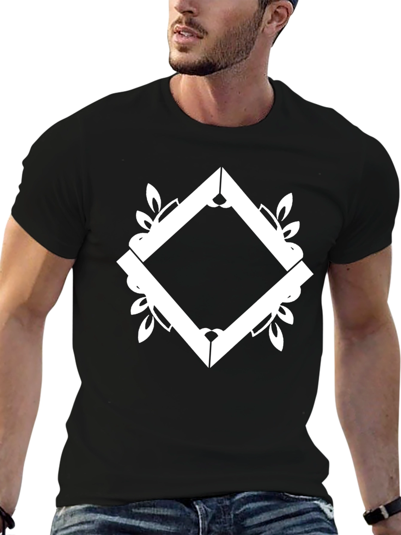 Abstract Diamond Graphic Black T-Shirt