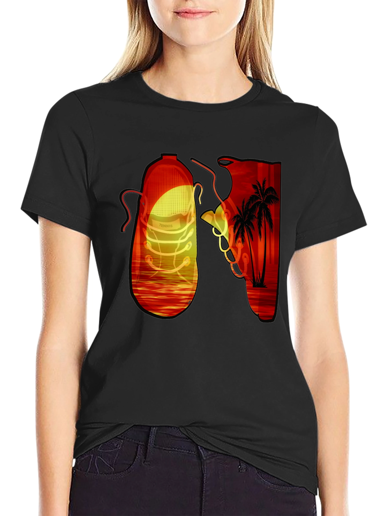 Sunset Shoe Graphic Tee - Cool Retro Style