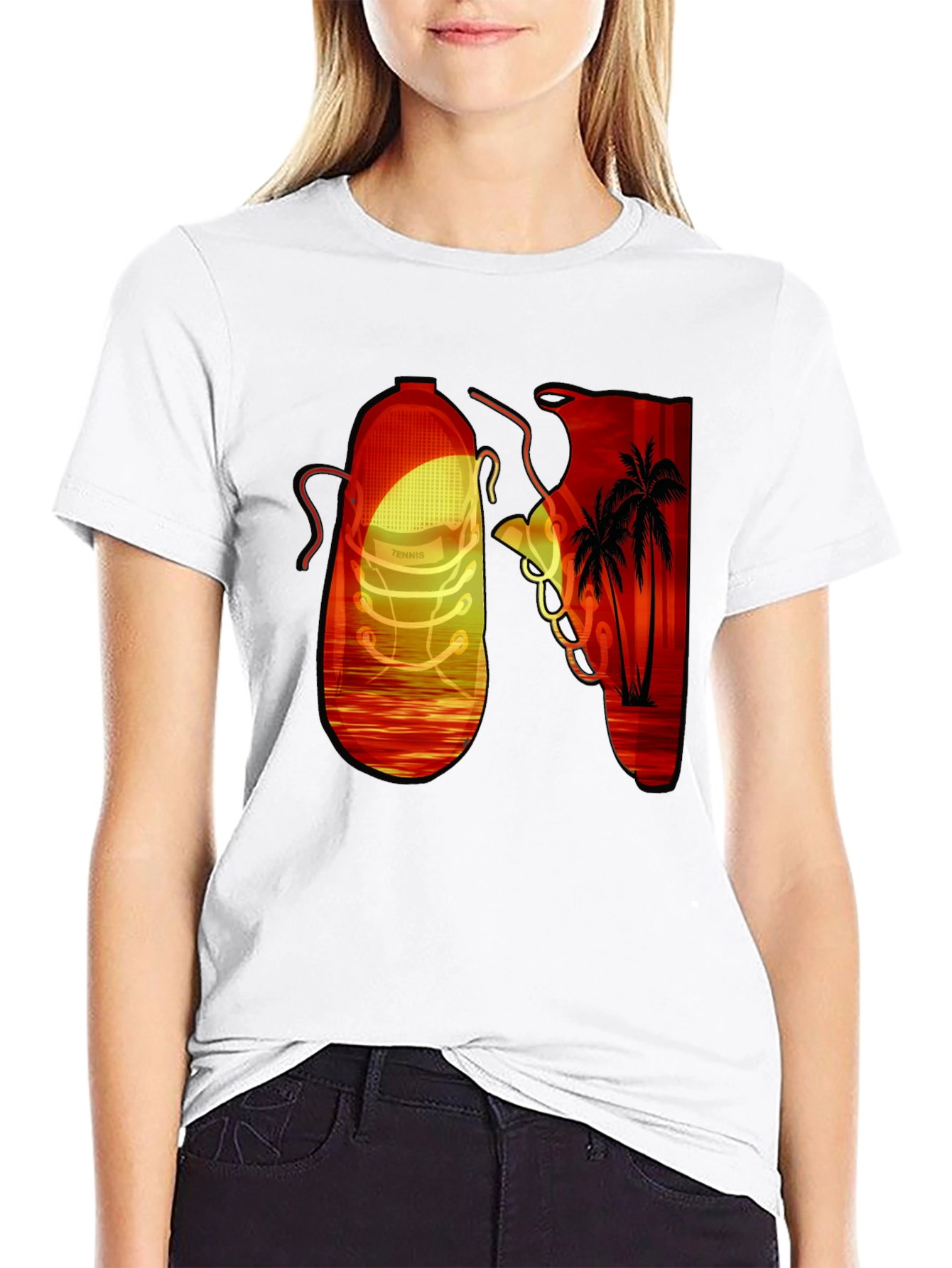 Sunset Shoe Graphic Tee - Cool Retro Style