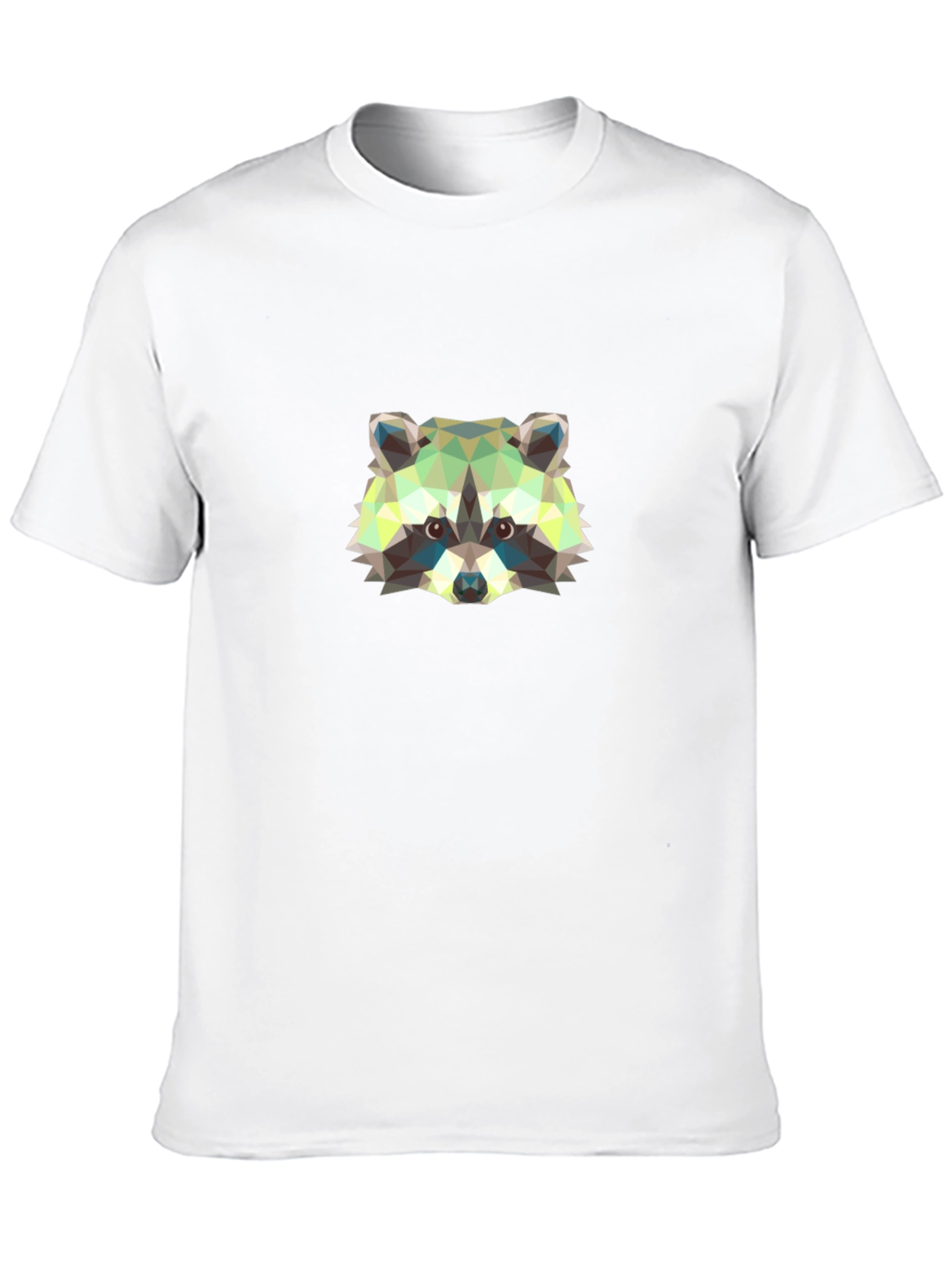 Geometric Raccoon Graphic Tee - Black Cotton Shirt