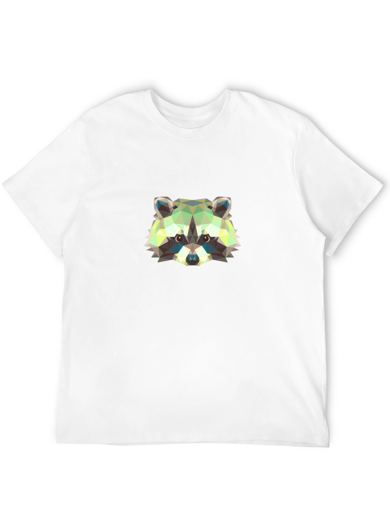 Geometric Raccoon Graphic Tee - Black Cotton Shirt