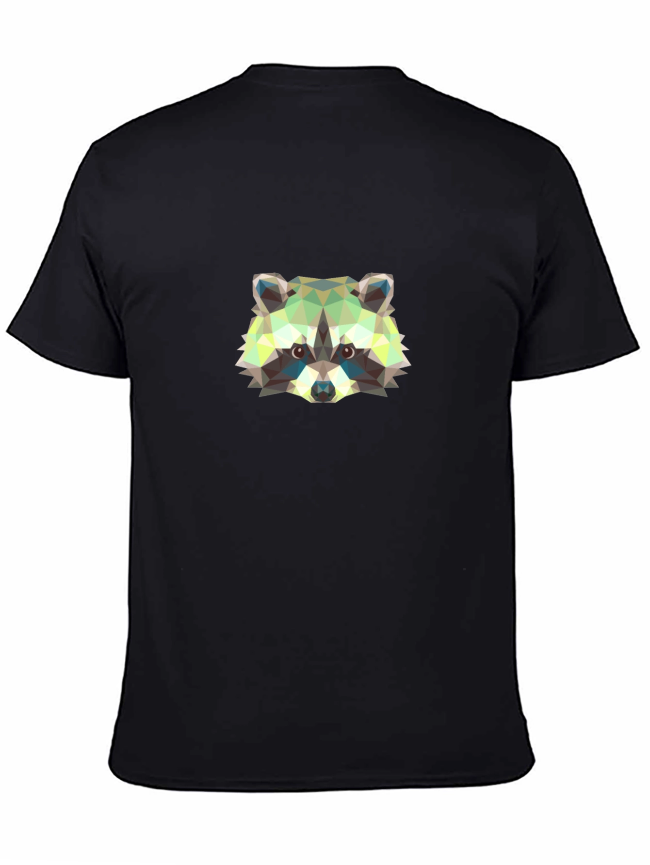 Geometric Raccoon Graphic Tee - Black Cotton Shirt