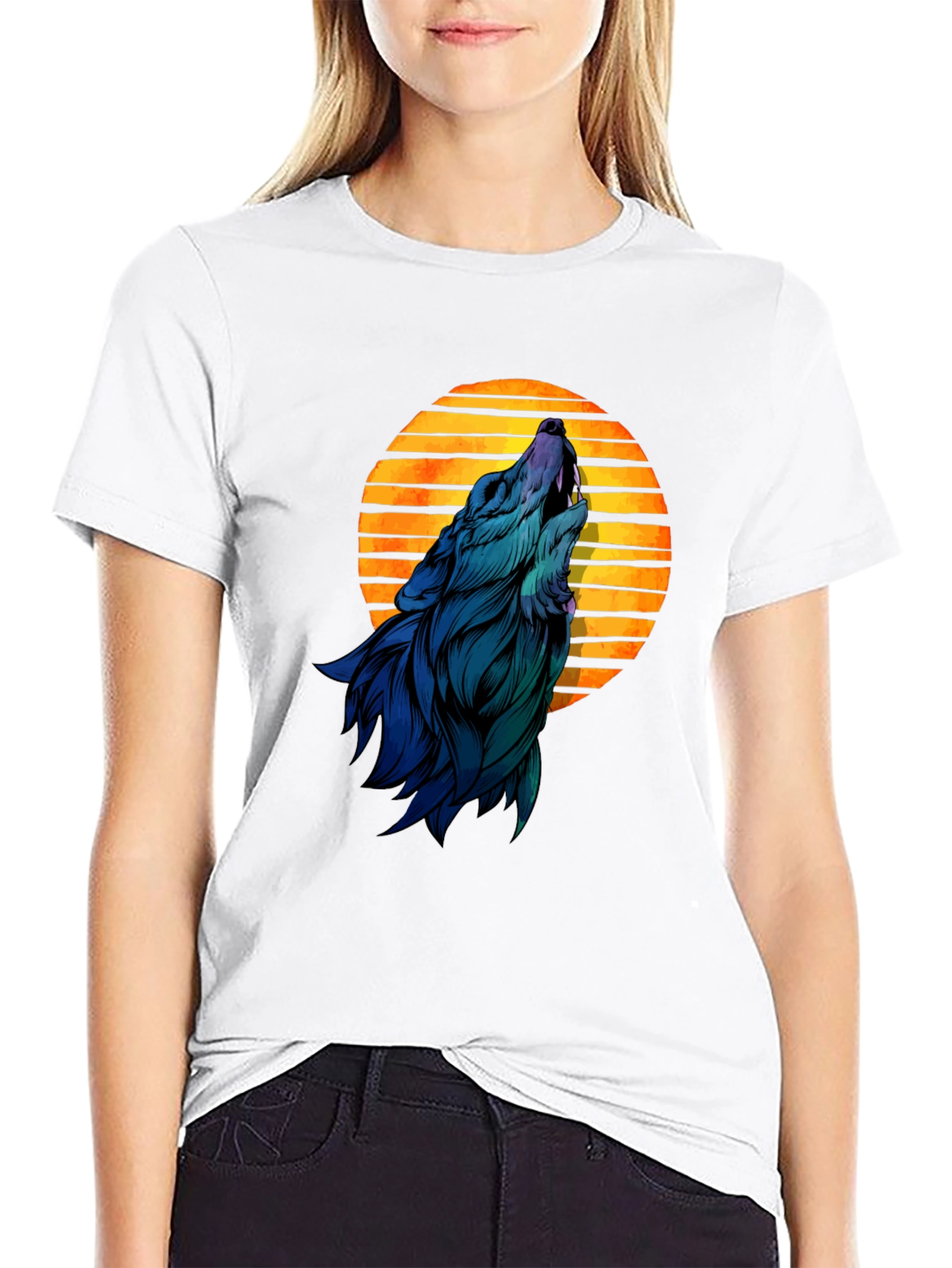 Wolf Howling at Sunset Graphic T-Shirt