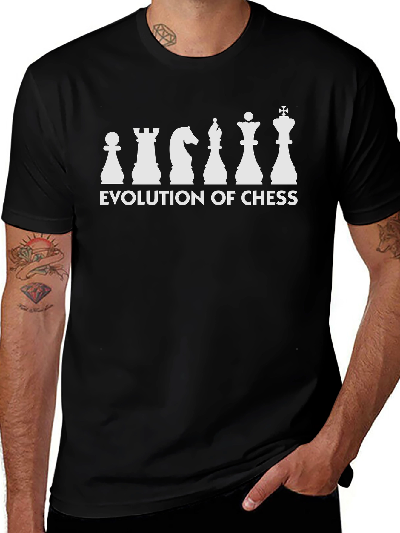 Evolution of Chess Graphic Tee - Black Cotton