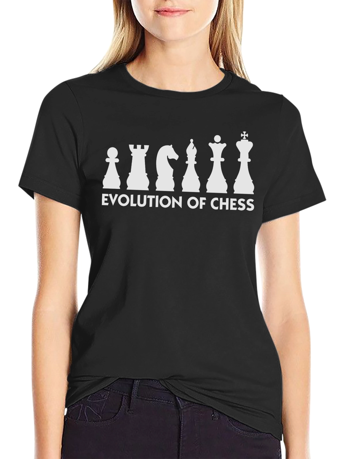 Evolution of Chess Graphic Tee - Black Cotton